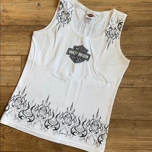 H-D ladies tank top, Med, white, 100% cotton